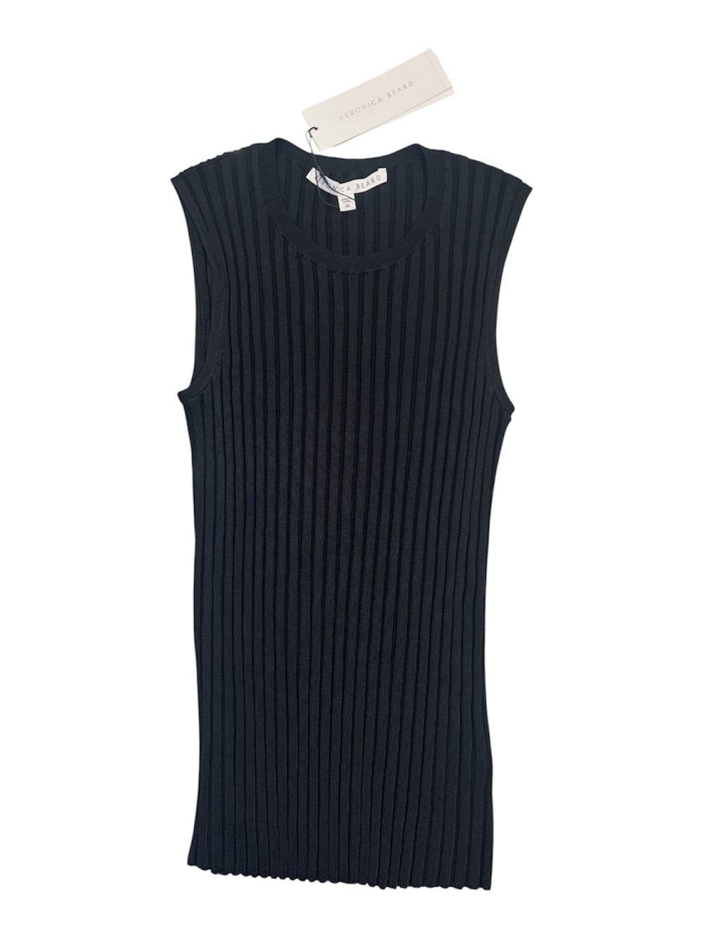 NWT Veronica Beard Black Aralia Ribbed Knit Sleeveless Shell Top Size XS $275